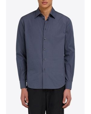 Ferragamo Micro Pattern Button-Up Shirt - Blue