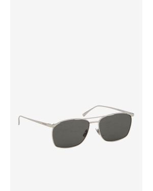 Saint Laurent Engraved Logo Square Glasses - Gray