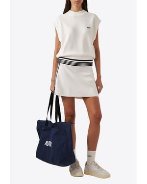 Autry Knitted Mini A-Line Skirt - White
