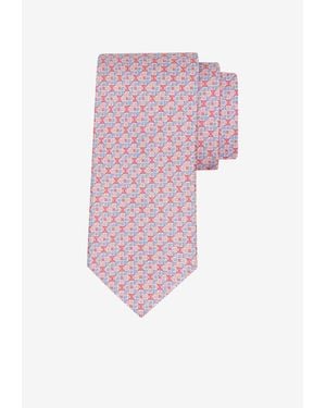 Ferragamo Gancini Square Print Silk Tie - Pink