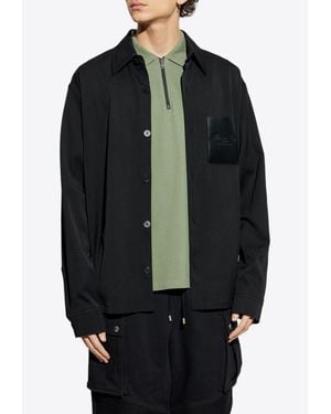 Balmain Logo-Debossed Long-Sleeved Shirt - Black