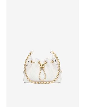 CHANEL Mini 25 Leather Shoulder Bag - White
