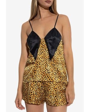 Versace Animal Print Silk Top - Black
