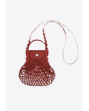 Longchamp Mini La Pliage Mesh Shoulder Bag - White