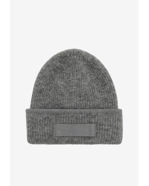Jacquemus Gros Grain Ribbed Beanie - Gray
