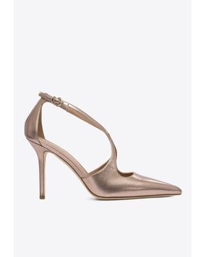 Lella Baldi Venus 95 Metallic Leather Pumps - White