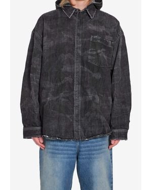 Balenciaga Hooded Denim Parka - Black