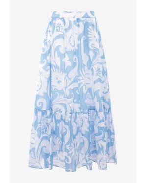 Etro Paisley Print Maxi Skirt - Blue