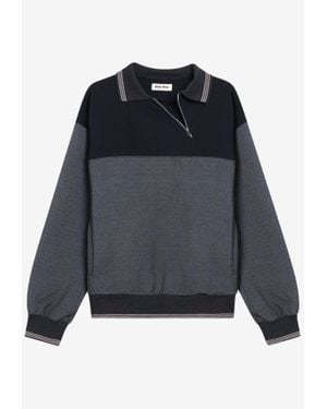 Miu Miu Colorblocked Zip Sweatshirt - Blue