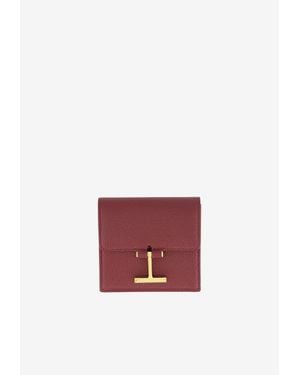 Tom Ford Tara Grain Leather Card Holder - Red