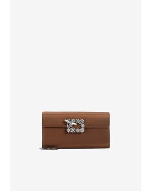Roger Vivier Dragonfly Satin Clutch Bag - Brown