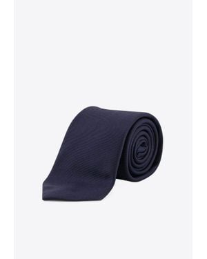Giorgio Armani Monogram Silk Tie - Blue