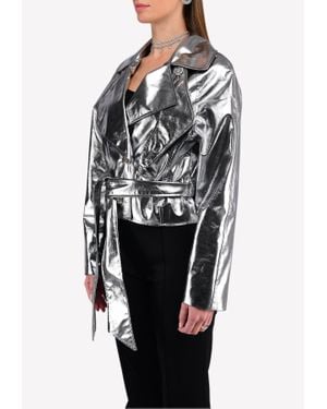 Alexandre Vauthier Metallic Jacket With Crystal Button