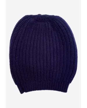 LA ROSE Cashmere Ribbed Beanie - Blue