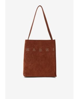 Marni Small Museo Suede Tote Bag - Brown