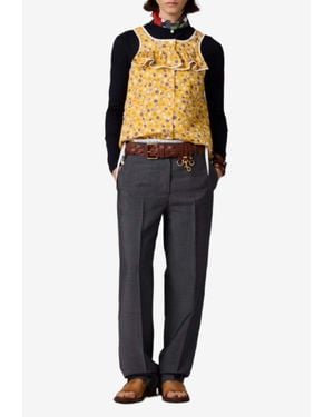 Miu Miu Floral Sleeveless Top - Black