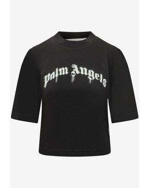 Palm Angels Curved Logo Boxy T-Shirt - Black