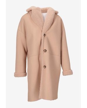 LA ROSE Single-Breasted Fur Coat - Natural