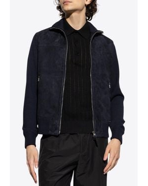 Tom Ford Zip-Up Suede Jacket - Blue