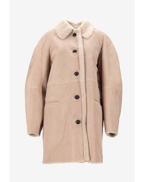Isabel Marant Berthie Panelled Leather Coat - Natural