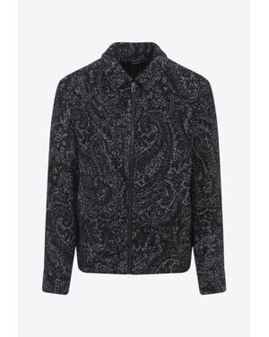 Etro Knitted Paisley-Jacquard Zip-Up Cardigan - Black