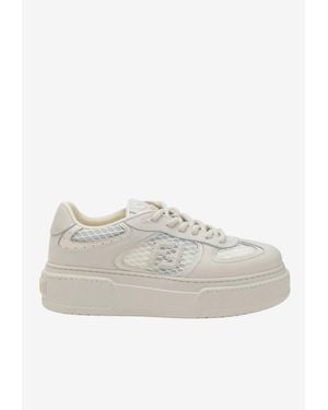 Fendi Match Leather And Mesh Platform Sneakers - White