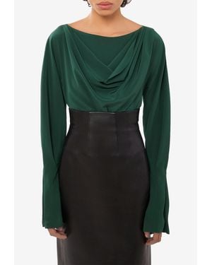 Chloé Draped Silk Top - Green
