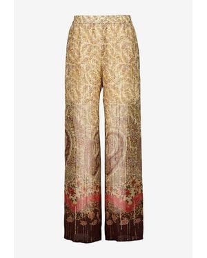 Valentino Pekin Voyage Paisley Print Silk Pants - Natural