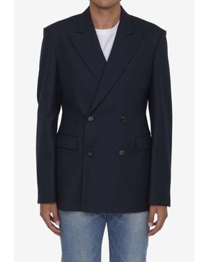 Loewe Double-Breasted Wool Blazer - Blue