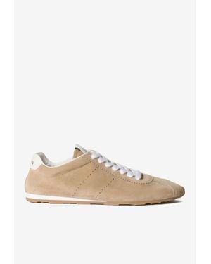 Miu Miu Plume Suede Trainers - White