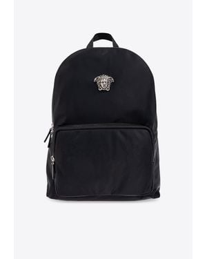 Versace La Medusa Backpack With Jacquard-Greca - Blue