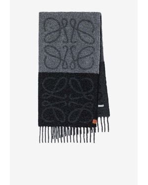 Loewe Two-Tone Anagram Wool Scarf - Blue