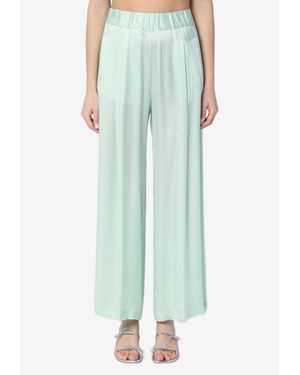 Semicouture Johnny Silk-Blend Pants - Green