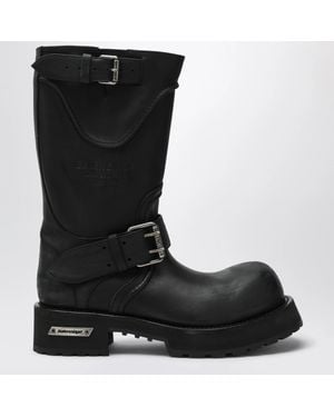 Balenciaga Venom Distressed Mid-Calf Boots - Black