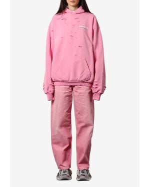 Balenciaga Political Campaign Distressed Hoodie - Pink
