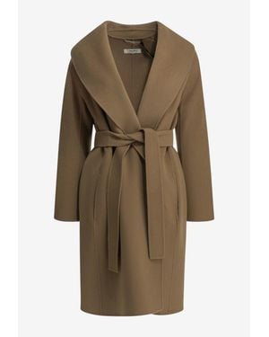 Max Mara Messi Belted Wool Coat - Natural