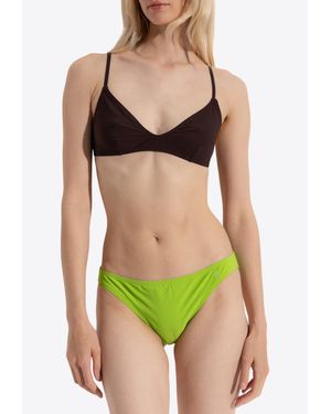 Tory Burch Logo Embroidered Bikini Bottom - Green