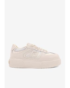 Fendi Match Leather Trainers - Natural