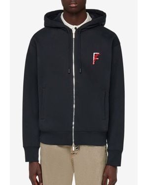 Ferragamo Logo Zip-Up Hoodie - Black