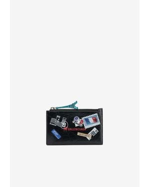 Balenciaga Mail Stamp Cash Leather Wallet - White
