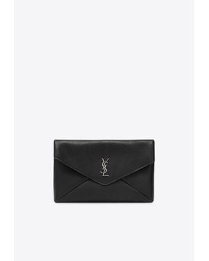Saint Laurent Large Cassandre Envelope Pouch Bag - Black