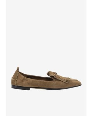 Pomme D'or Grace Suede Loafers - White