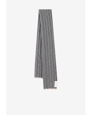 Brunello Cucinelli Ribbed Cashmere Scarf - White