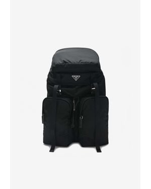 Prada Triangle Logo Backpack - Black