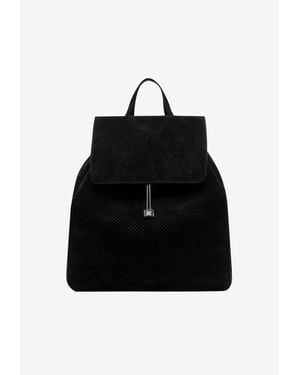 Tom Ford T-Line Perforated Suede Flap Backpack - Black