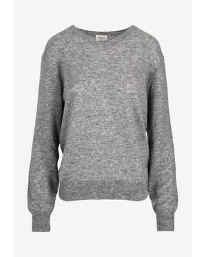 Saint Laurent Cashmere Knit V-Neck Sweater - Gray