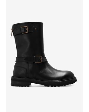 Dolce & Gabbana Leather Biker Boots - Black