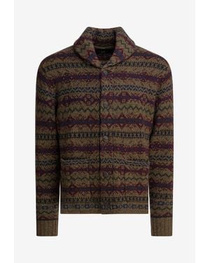 Ralph Lauren Wool Patterned Cardigan - Brown