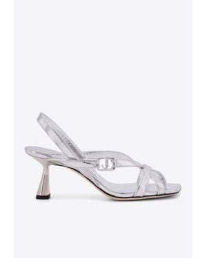 Jimmy Choo Jessica 65 Laminated Leather Slingback Sandals - White