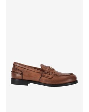 Miu Miu Vintage Leather Penny Loafers - Brown